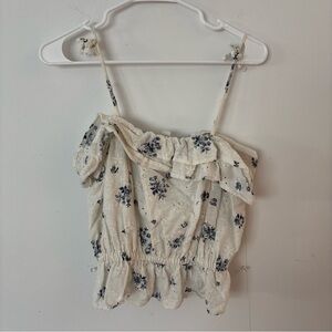 american eagle floral eyelet ruffle blouse tank top.🤍